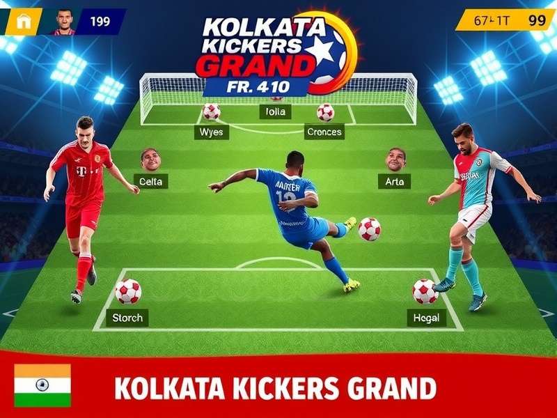 Kolkata Kickers Grand gameplay screenshot showing football match